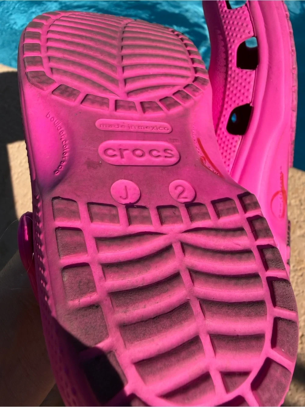Kids' Pink Crocs Clogs – Size J2 – Fun Googly Eye Design